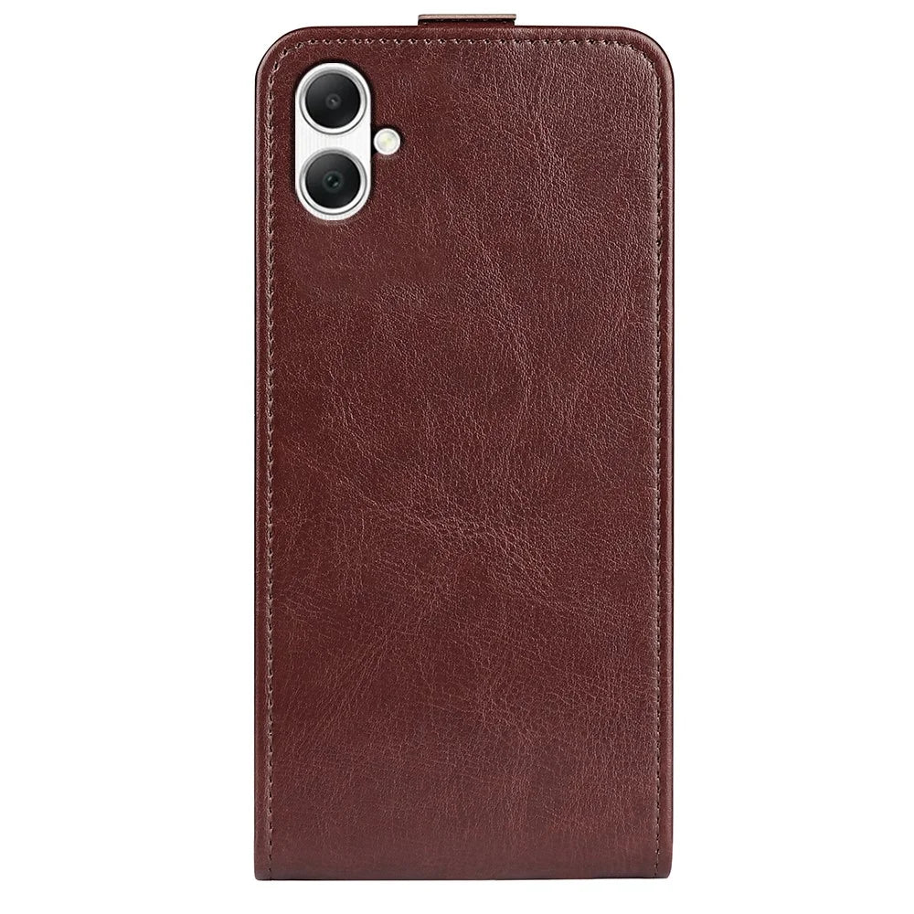 For Samsung Galaxy A05 4G Case Crazy Horse Texture Cell Phone Leather Cover with Card Slot - Brown - 5