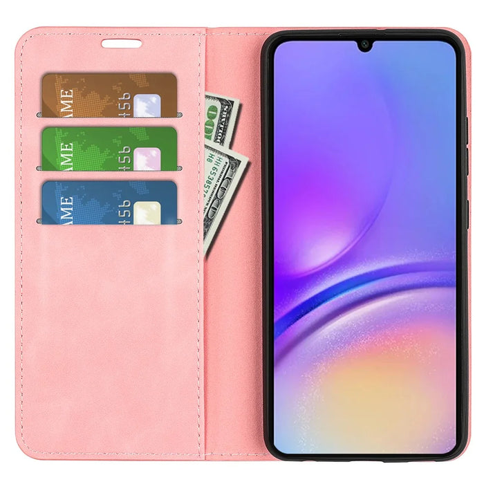 For Samsung Galaxy A05 4G Case PU Leather Phone Wallet Skin-touch Flip Cover - Pink - 2