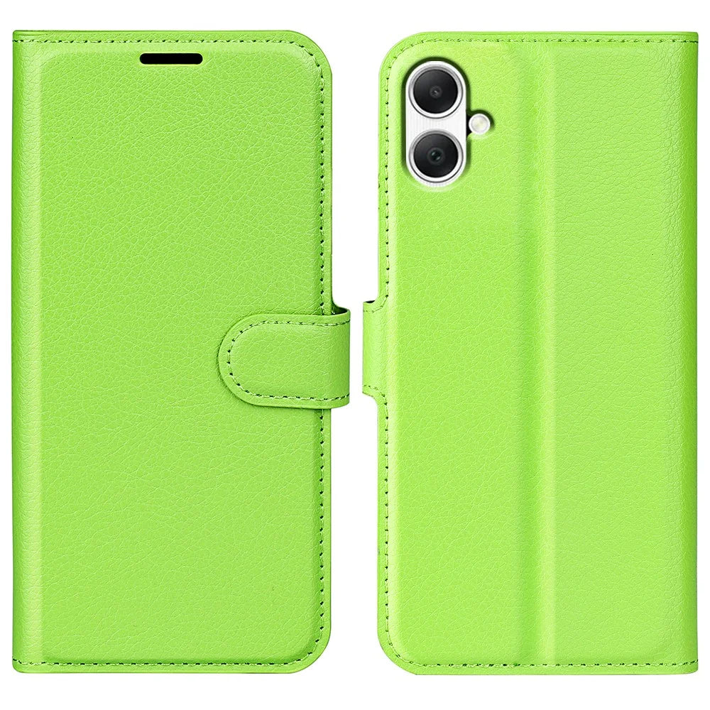 For Samsung Galaxy A05 4G Case Litchi Texture Folding Stand Leather Phone Shell - Green - 1