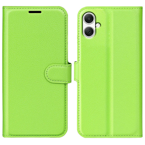 For Samsung Galaxy A05 4G Case Litchi Texture Folding Stand Leather Phone Shell - Green - 1