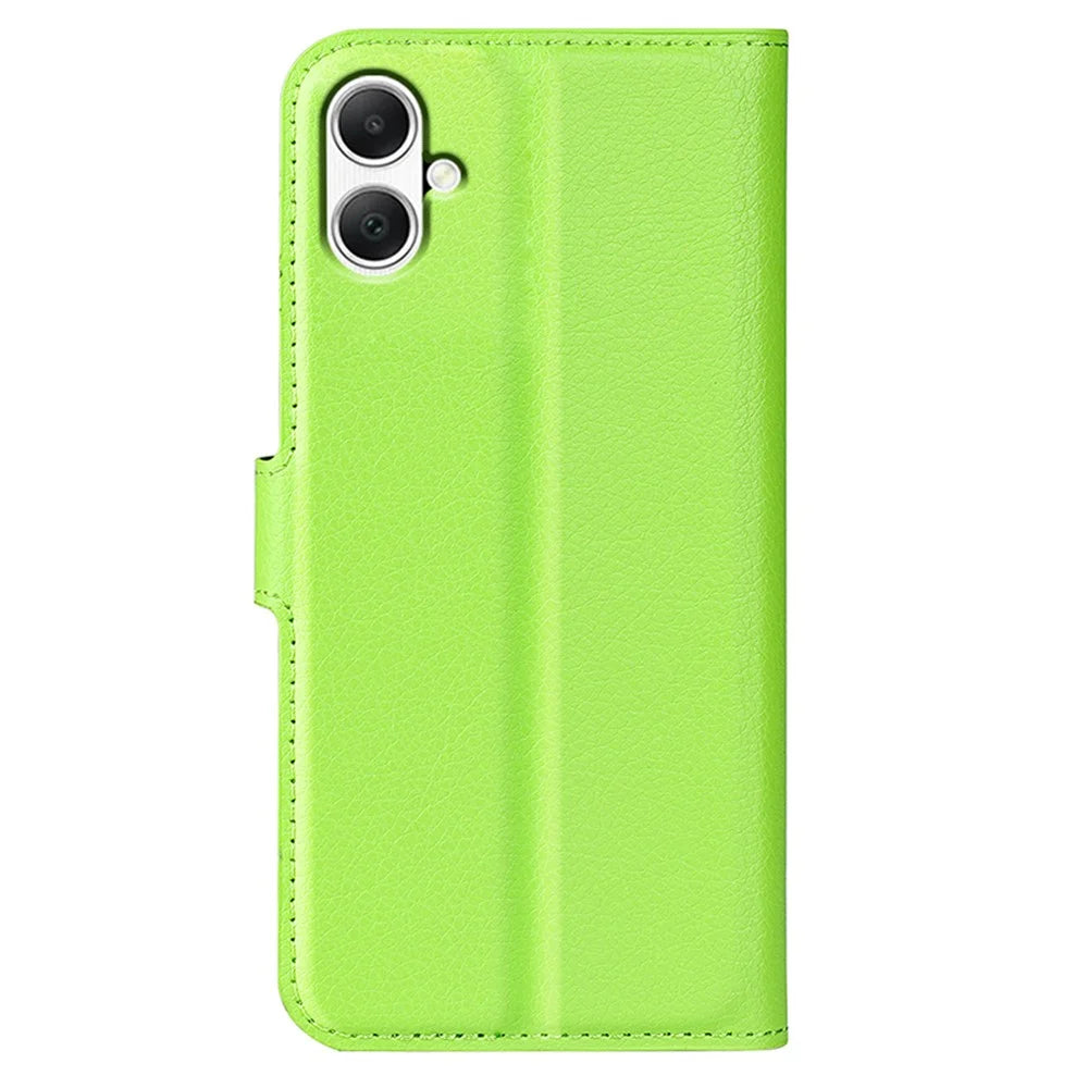 For Samsung Galaxy A05 4G Case Litchi Texture Folding Stand Leather Phone Shell - Green - 6