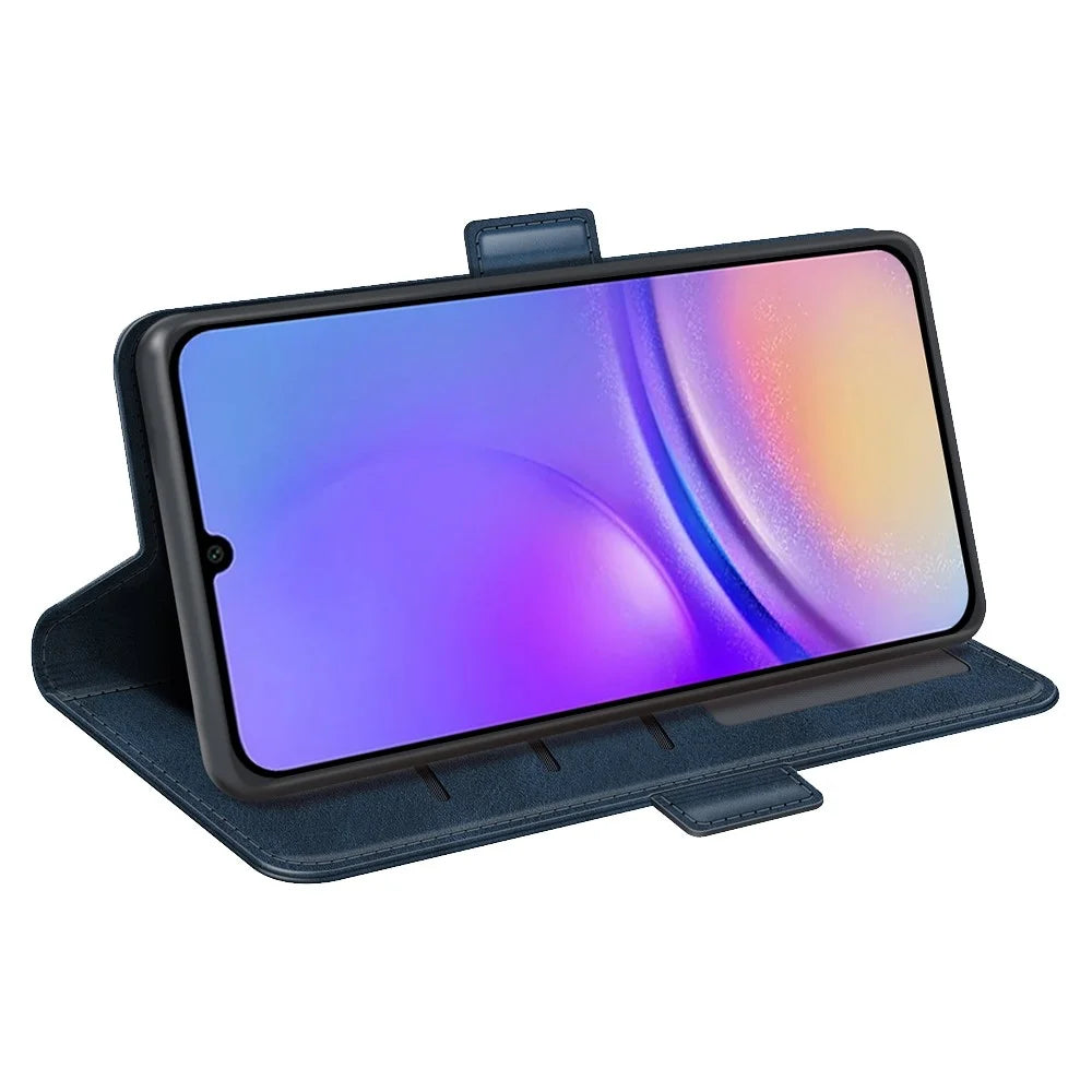 For Samsung Galaxy A05 4G Case Scratch Resistant Leather Wallet Stand Cellphone Cover - Blue - 3