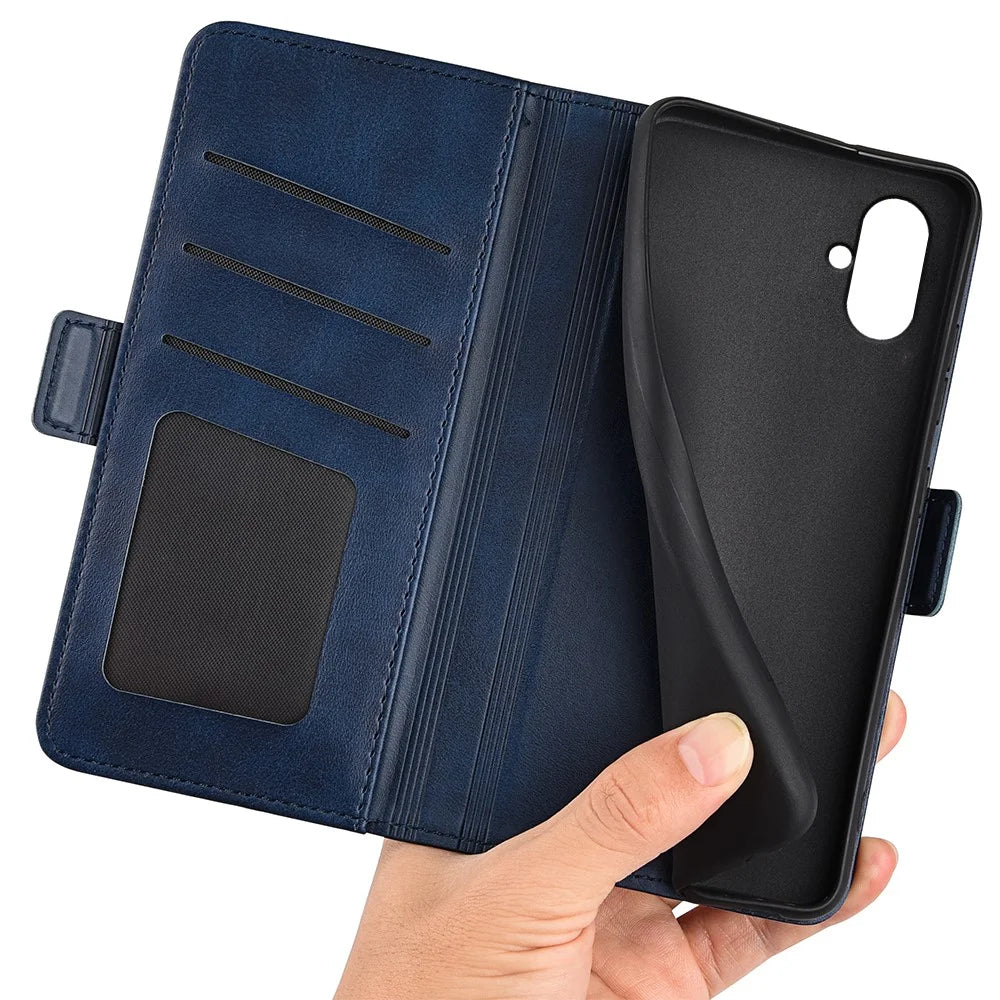 For Samsung Galaxy A05 4G Case Scratch Resistant Leather Wallet Stand Cellphone Cover - Blue - 4