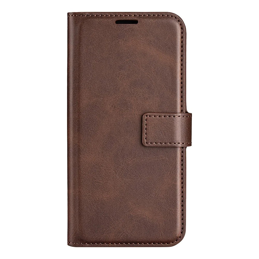 For Samsung Galaxy A05 4G Case Calf Texture PU Leather Phone Wallet Cover - Brown - 5