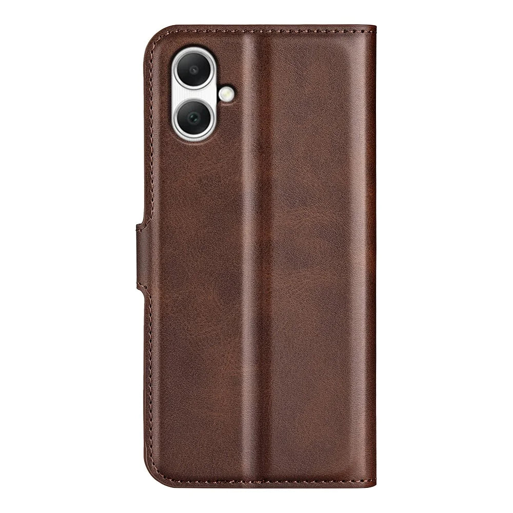 For Samsung Galaxy A05 4G Case Calf Texture PU Leather Phone Wallet Cover - Brown - 6
