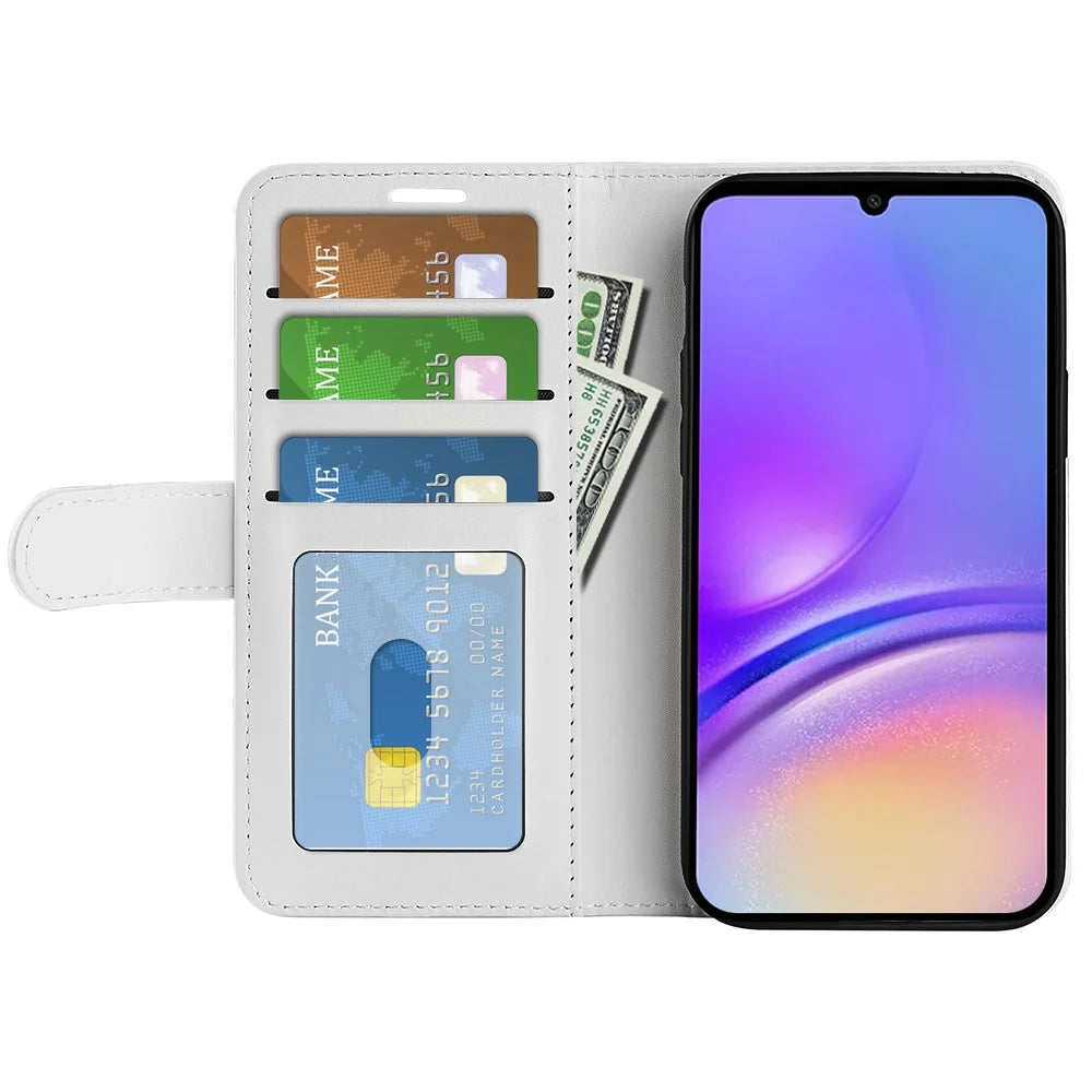 For Samsung Galaxy A05 4G Case Shockproof PU Leather Phone Cover - White - 2