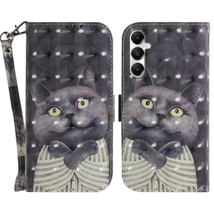 For Samsung Galaxy A05s 4G Case 3D Pattern Leather Cover with Wallet - Embracing Cat - 1