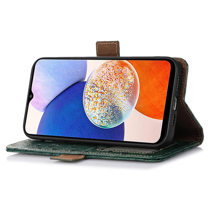 For Samsung Galaxy S25+ / S24+ Case Genuine Cow Leather Wallet Phone Cover - Green - 3