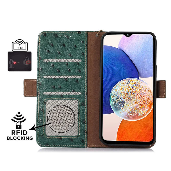 For Samsung Galaxy S25+ / S24+ Case Genuine Cow Leather Wallet Phone Cover - Green - 5
