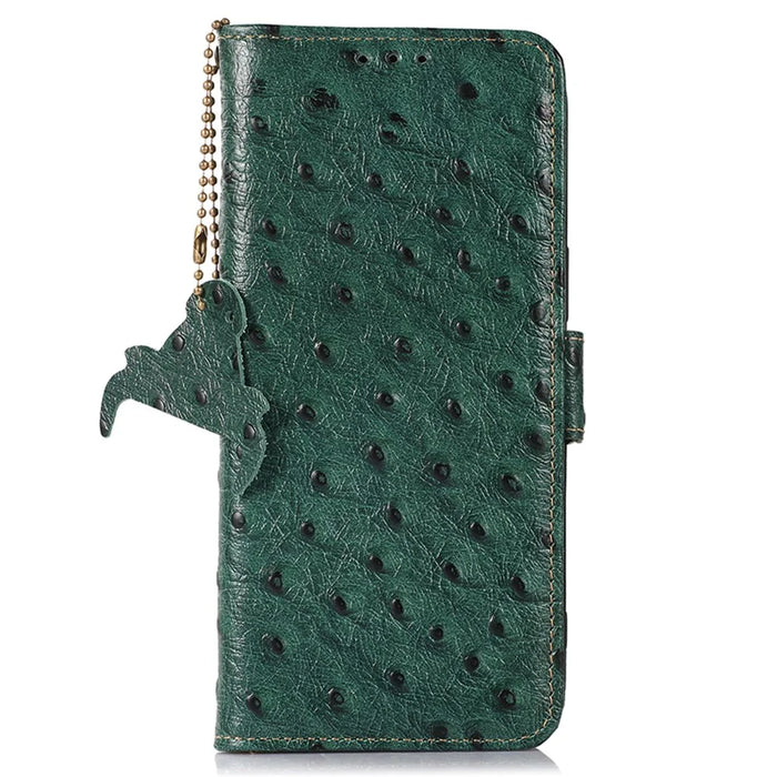 For Samsung Galaxy S25+ / S24+ Case Genuine Cow Leather Wallet Phone Cover - Green - 6