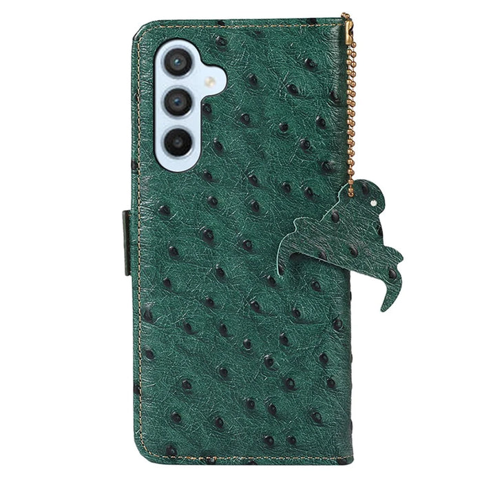 For Samsung Galaxy S25+ / S24+ Case Genuine Cow Leather Wallet Phone Cover - Green - 7
