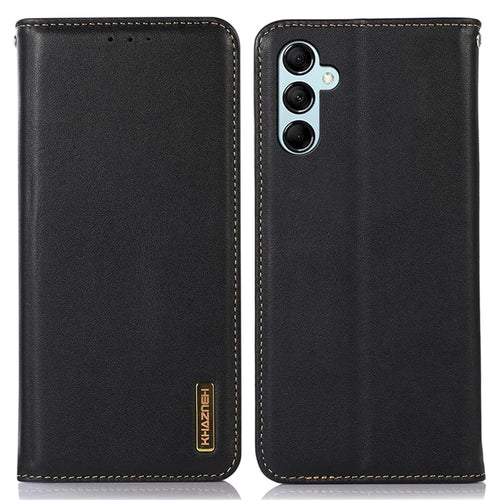 KHAZNEH For Samsung Galaxy S25 / S24 Case Genuine Cow Leather RFID Blocking Phone Cover - Black - 1