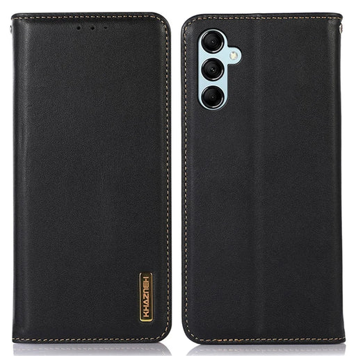 KHAZNEH For Samsung Galaxy S25 / S24 Case Genuine Cow Leather RFID Blocking Phone Cover - Black - 1