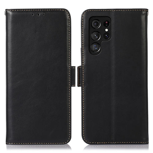 For Samsung Galaxy S24 Ultra Case RFID Blocking Wallet Stand Phone Cover - Black - 1