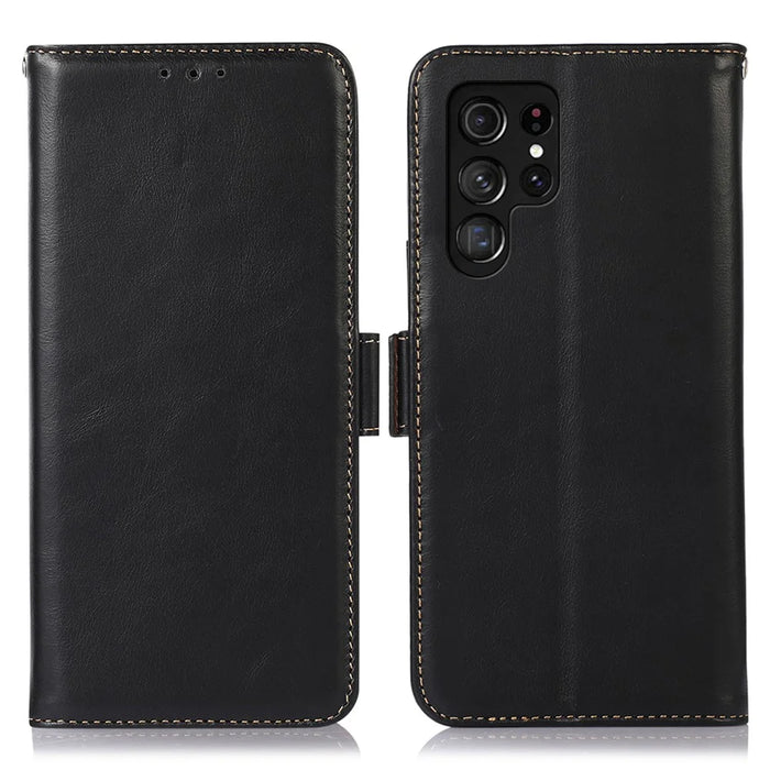 For Samsung Galaxy S24 Ultra Case RFID Blocking Wallet Stand Phone Cover - Black - 1