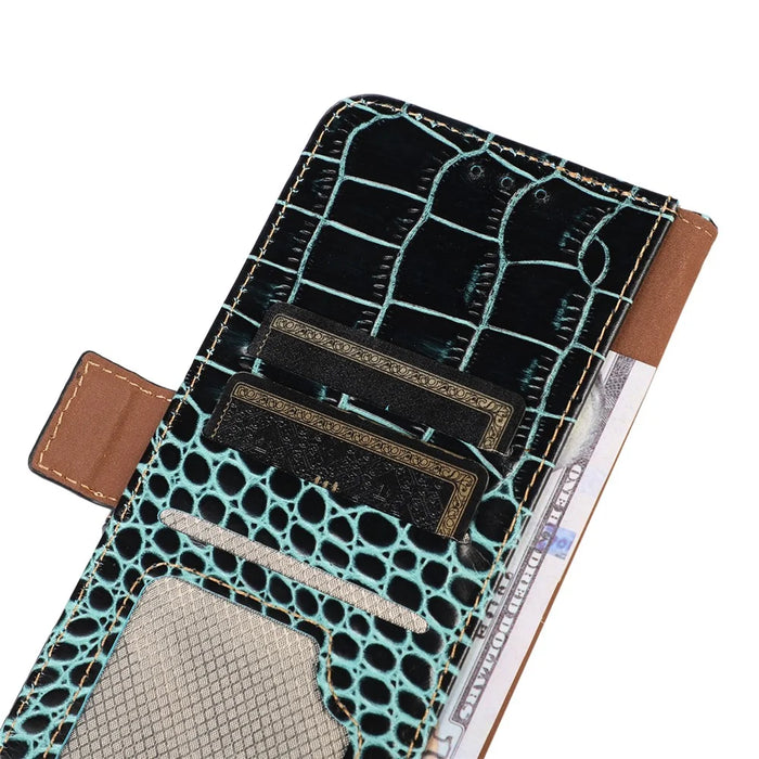 For Samsung Galaxy S24 Ultra Case RFID Blocking Genuine Cow Leather Wallet Phone Cover - Green - 4