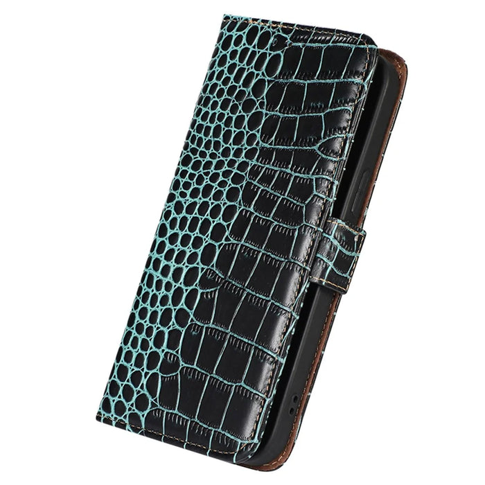 For Samsung Galaxy S24 Ultra Case RFID Blocking Genuine Cow Leather Wallet Phone Cover - Green - 6