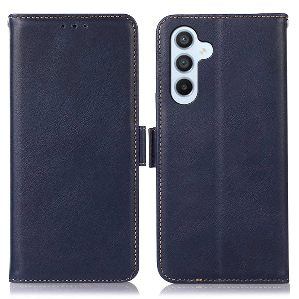 For Samsung Galaxy S25 / S24 Case RFID Blocking Magnetic Clasp Wallet Phone Cover - Blue - 1