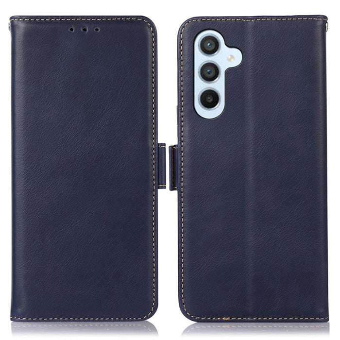 For Samsung Galaxy S25 / S24 Case RFID Blocking Magnetic Clasp Wallet Phone Cover - Blue - 1