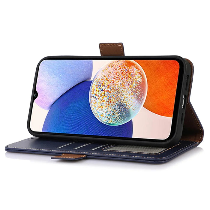 For Samsung Galaxy S25 / S24 Case RFID Blocking Magnetic Clasp Wallet Phone Cover - Blue - 3