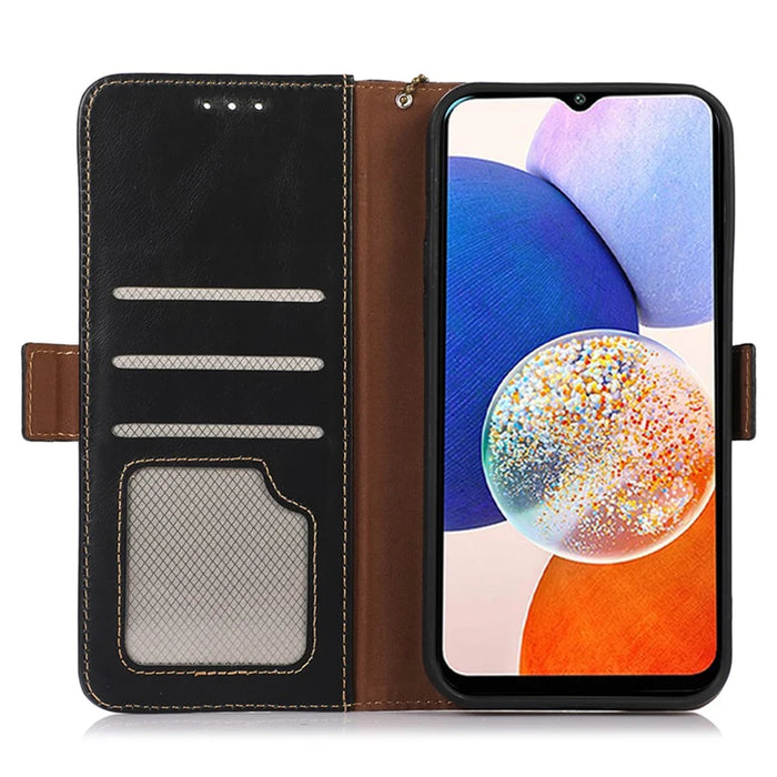 For Samsung Galaxy S25+ / S24+ Case Genuine Cow Leather RFID Blocking Wallet Cover - Black - 2