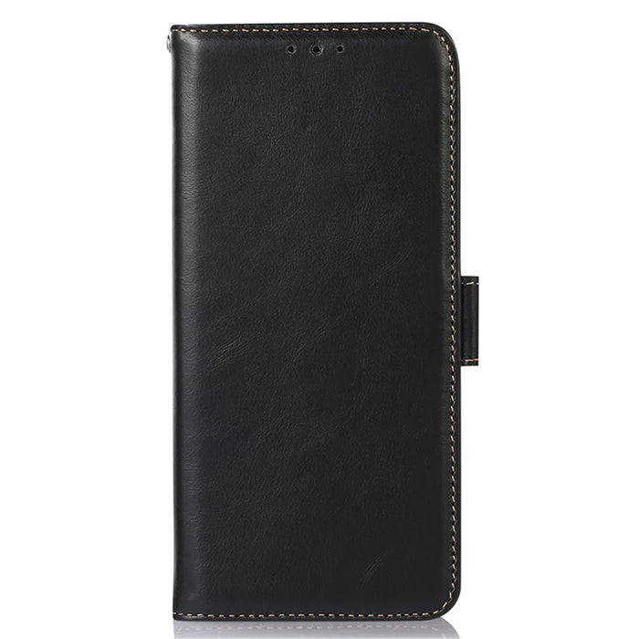 For Samsung Galaxy S25+ / S24+ Case Genuine Cow Leather RFID Blocking Wallet Cover - Black - 7