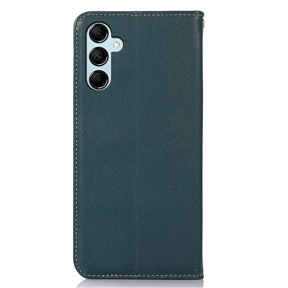 KHAZNEH For Samsung Galaxy S25+ / S24+ Phone Case Genuine Cow Leather RFID Blocking Cover - Green - 7