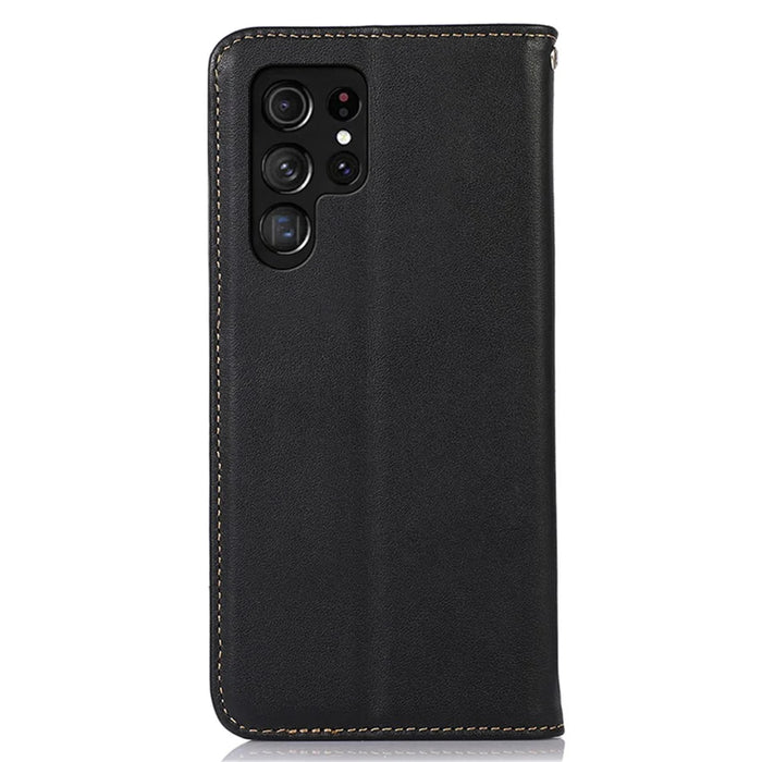KHAZNEH For Samsung Galaxy S24 Ultra Case Nappa Texture RFID Blocking Phone Wallet Cover - Black - 7