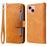 For iPhone 15 Leather Case with Detachable Wallet and Strap Cell Phone Cover - Brown - 1