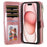 For iPhone 15 Magnetic Case Detachable PU Leather Zipper Wallet Cover - Rose Gold - 2
