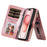 For iPhone 15 Magnetic Case Detachable PU Leather Zipper Wallet Cover - Rose Gold - 3