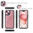 For iPhone 15 Magnetic Case Detachable PU Leather Zipper Wallet Cover - Rose Gold - 5