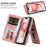 For iPhone 15 Magnetic Case Detachable PU Leather Zipper Wallet Cover - Rose Gold - 7