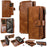 For iPhone 15 Pro Max Magnetic Case Detachable PU Leather Zipper Wallet Cover - Brown - 1