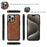 For iPhone 15 Pro Max Magnetic Case Detachable PU Leather Zipper Wallet Cover - Brown - 5