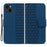 For iPhone 14 Case Imprinted Leather Phone Cover with Wallet Stand - Sapphire - 1