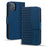 For iPhone 14 Case Imprinted Leather Phone Cover with Wallet Stand - Sapphire - 6