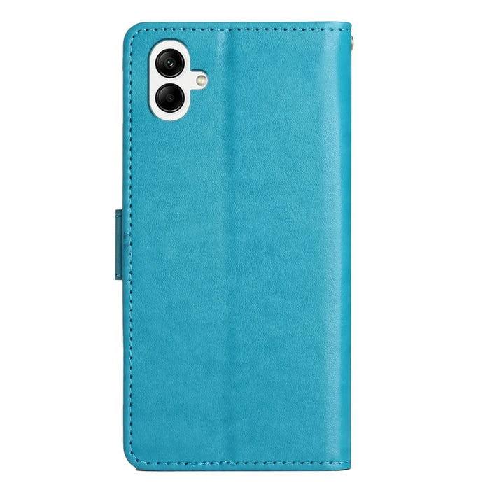 For Samsung Galaxy A05 4G Case Wallet Leather Cover with Imprinted Butterfly - Blue - 7