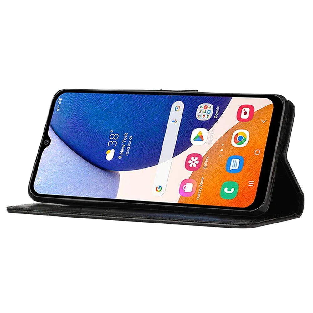For Samsung Galaxy A05s 4G Case Wallet Stand Butterfly Imprint Phone Cover - Black - 4