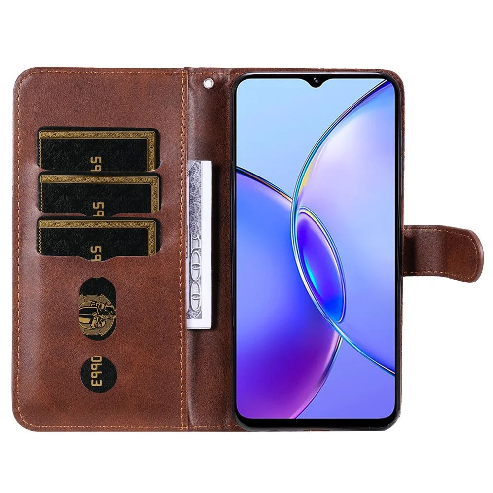 For vivo Y17s 4G Case PU Leather Phone Cover with Zipper Pocket Wallet - Brown - 2