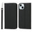 For iPhone 15 Case Litchi Texture Anti-scratch Genuine Cow Leather Cover Stand Wallet - Black - 1