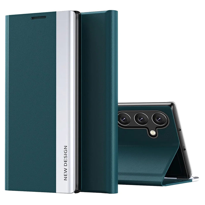 For Samsung Galaxy A05s 4G Leather Case Electroplating Stand Phone Cover - Green - 1