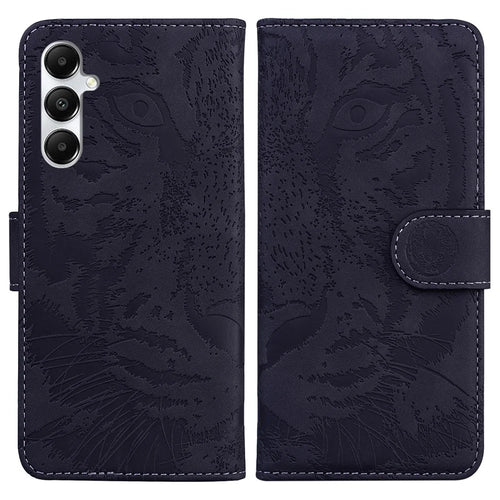 For Samsung Galaxy A05s 4G Leather Case Imprinted Tiger Wallet Phone Cover - Black - 1