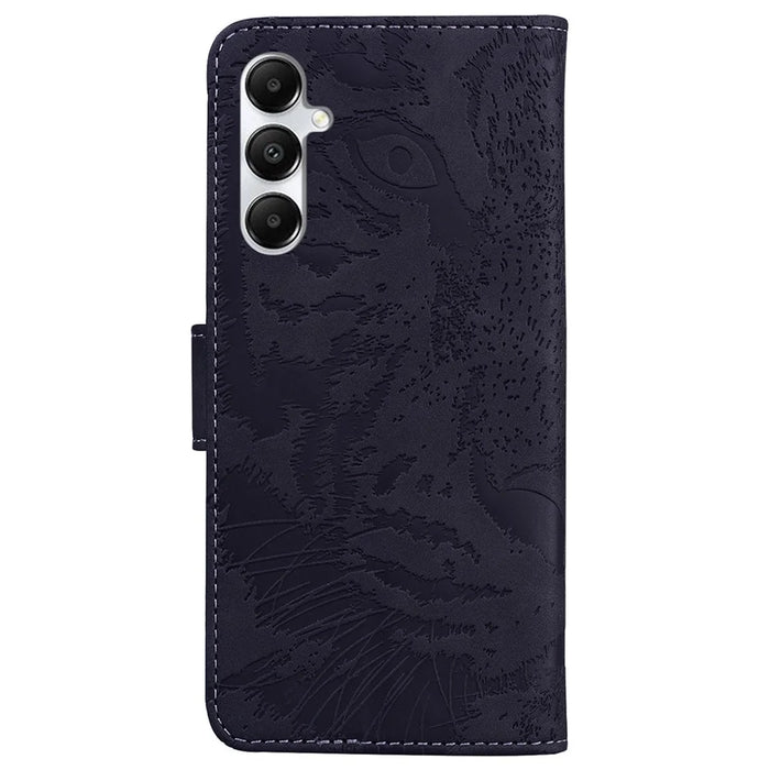For Samsung Galaxy A05s 4G Leather Case Imprinted Tiger Wallet Phone Cover - Black - 7
