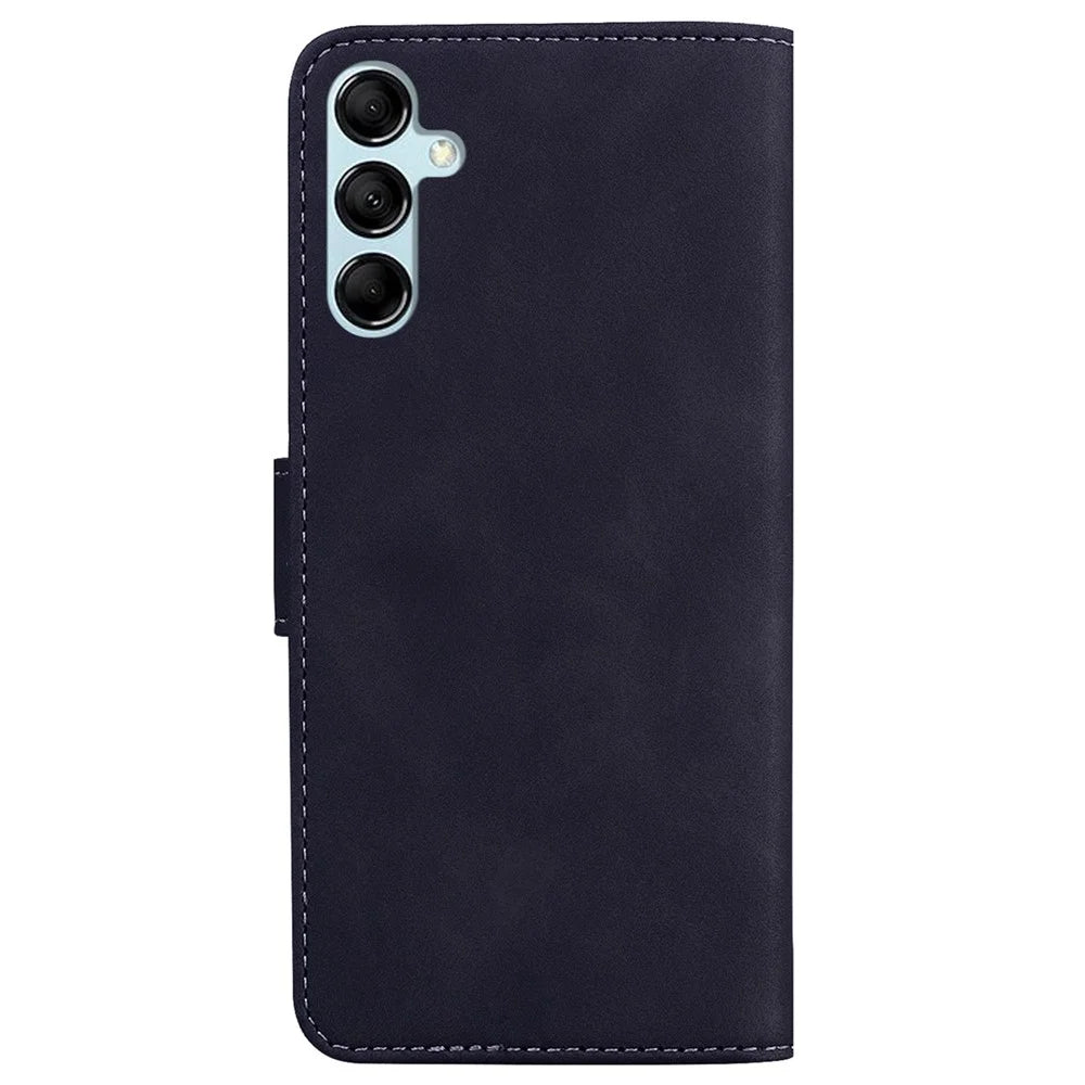 For Samsung Galaxy A15 4G Case Slim-Fit Wallet Solid Color PU Leather Mobile Phone Shell - Black - 7