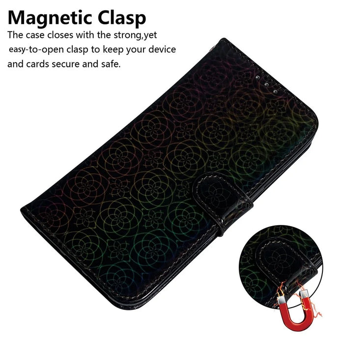 For Samsung Galaxy A05 4G Case Shockproof Dazzling Flower Pattern PU Leather Phone Cover - Black - 4