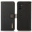 KHAZNEH For Samsung Galaxy A15 4G Case Genuine Cow Leather RFID Blocking Phone Stand Cover - Black - 1