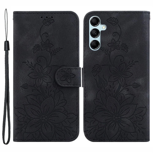 For Samsung Galaxy A15 4G Cover Imprinted Wallet Stand Leather Cellphone Case - Black - 1