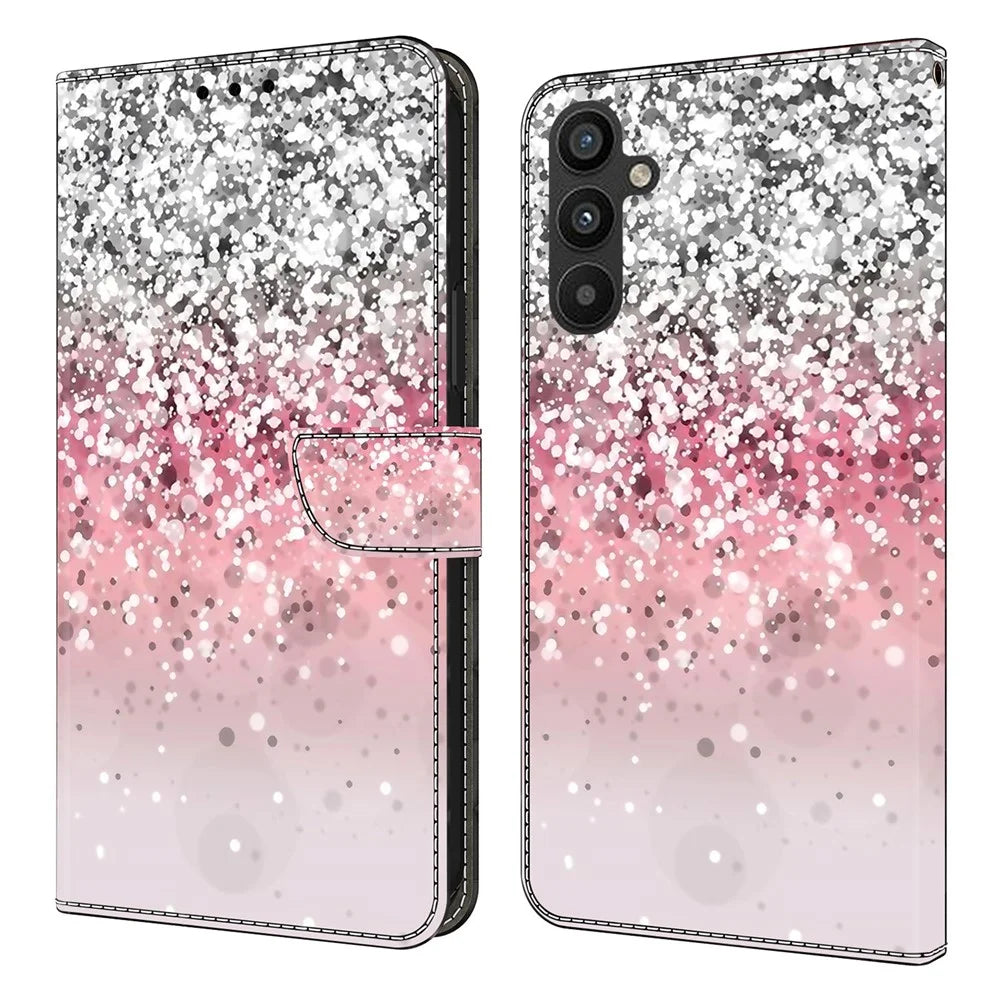 For Samsung Galaxy A15 4G Case Anti-scratch PU Leather 3D Pattern Phone Cover - Gradient - 1