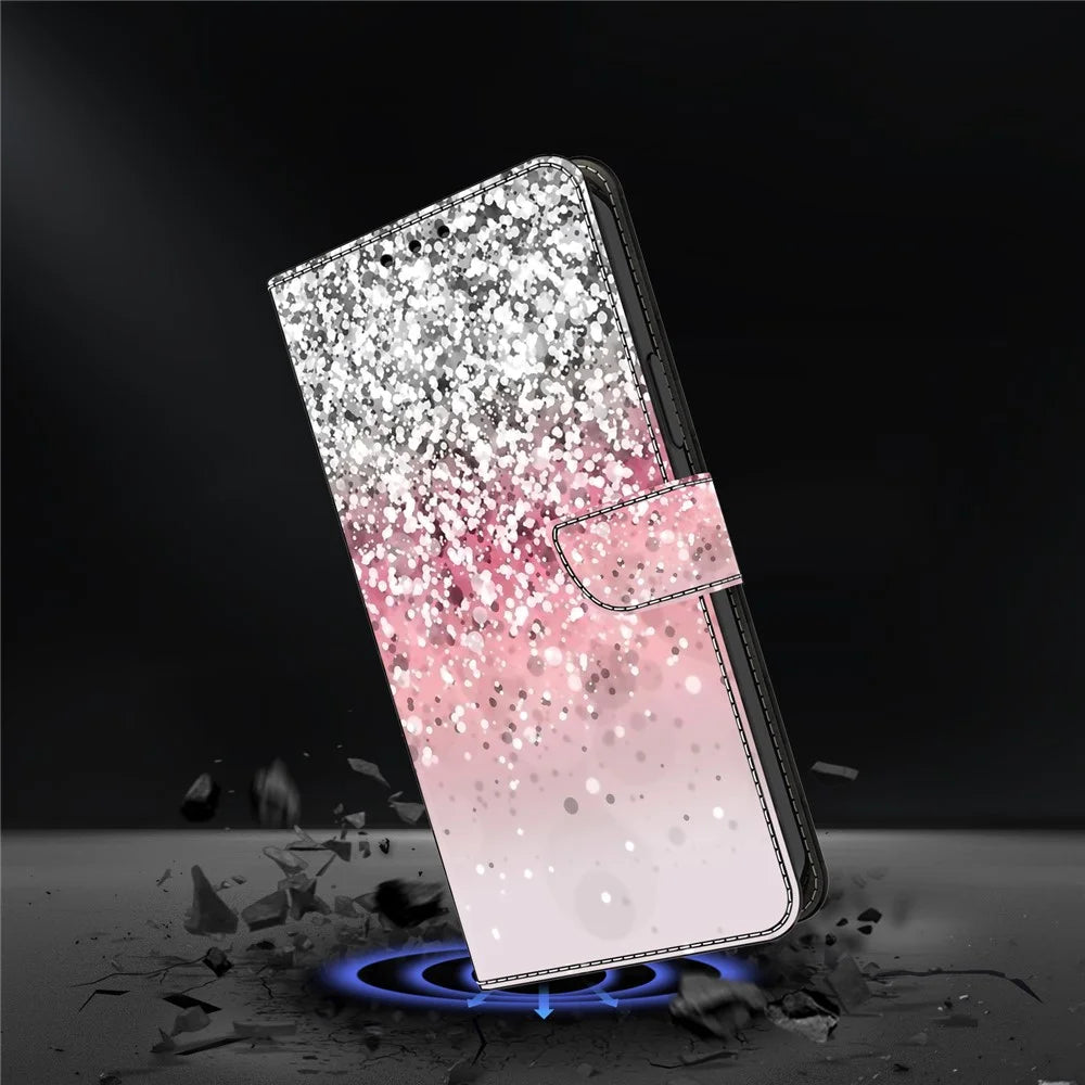 For Samsung Galaxy A15 4G Case Anti-scratch PU Leather 3D Pattern Phone Cover - Gradient - 4